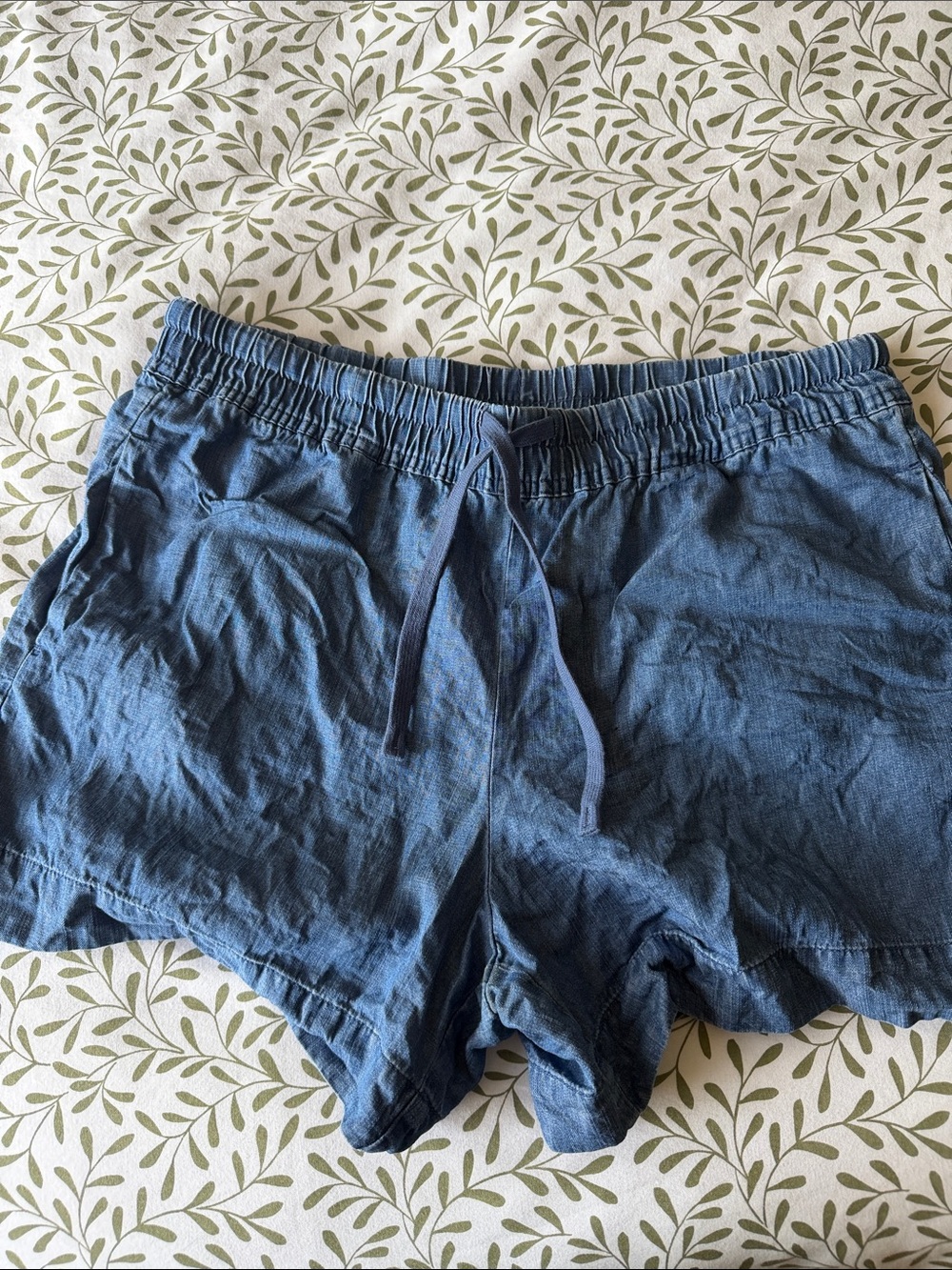 Hilary Radley Women’s Navy Drawstring Linen-Blend Shorts